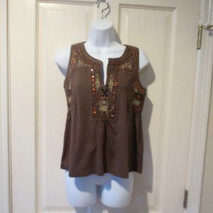 NWT Boston Proper Embroidered Sequin Boho Top XS